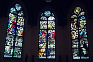 Stained glass windows at St. Jan church